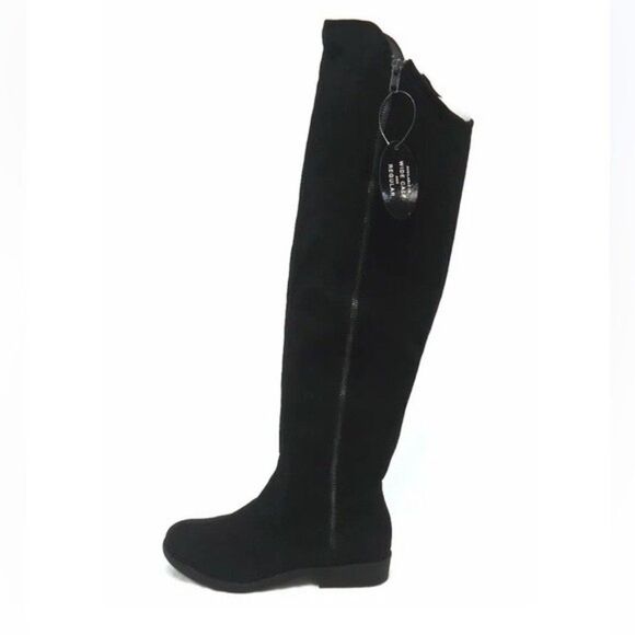 Style & Co. Hadley Black Faux Suede Over Knee Boots size 6.5 Zipper Goth Witchy - Picture 1 of 6